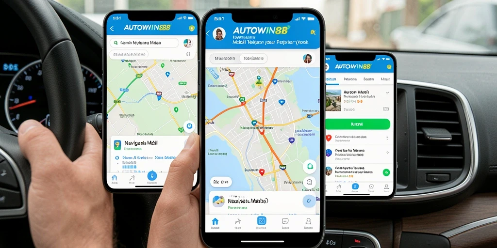 Antarmuka aplikasi AUTOWIN88 yang intuitif untuk navigasi mobil.