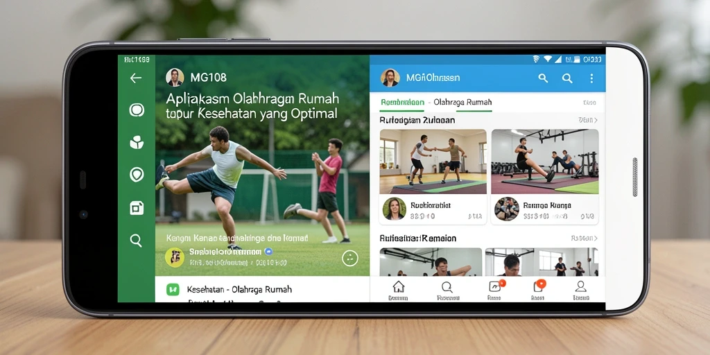 Antarmuka aplikasi MG108 untuk olahraga rumah yang praktis dan informatif.