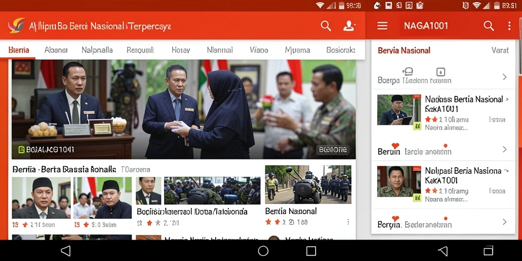 Antarmuka NAGA1001 menampilkan berita nasional terkini dengan ringkas.
