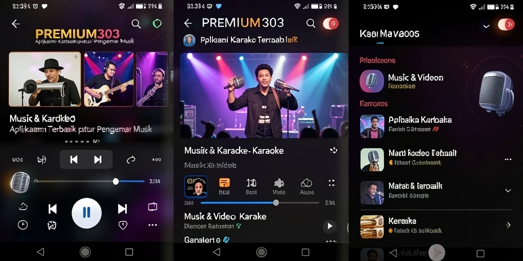 Tampilan antarmuka yang intuitif dan warna-warni dalam aplikasi Karaoke.