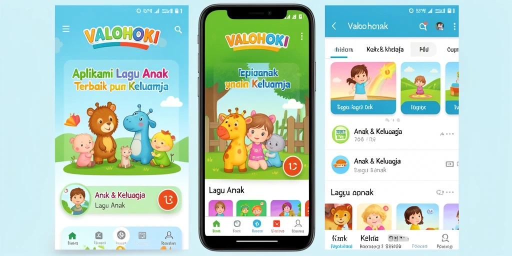 Antarmuka aplikasi VALOHOKI yang menarik dan ramah anak.