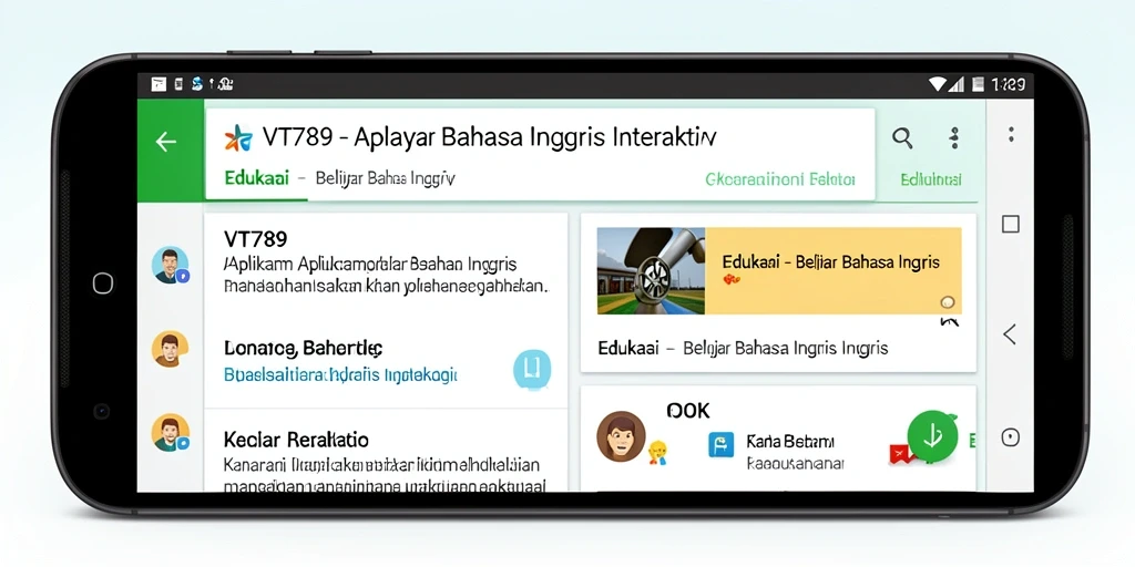 Tampilan antarmuka VT789 yang ramah pengguna untuk belajar Bahasa Inggris.
