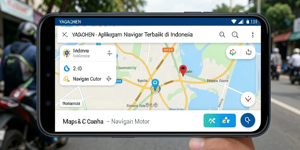 Antarmuka YAGAOHEN yang menampilkan peta dan navigasi motor.